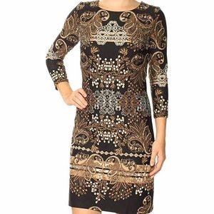 Charter Club Black Printed 3/4 Sleeve Dress